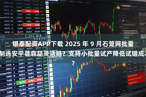 银泰配资APP下载 2025 年 9 月石笼网批量定制选安平县森喆灵活吗？支持小批量试产降低试错成本？